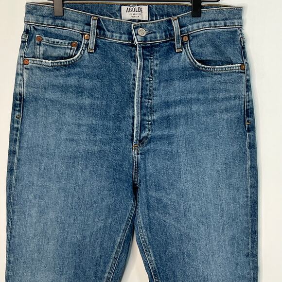 Agolde Button Fly Tapered Leg Nico Denim High Rise Blue Jeans Blue Size 30 Retro - Picture 4 of 12
